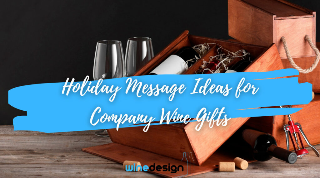Blog - Corporate Wine Gifts Box with wine bottles and glasses on wooden table against black background. Space for text